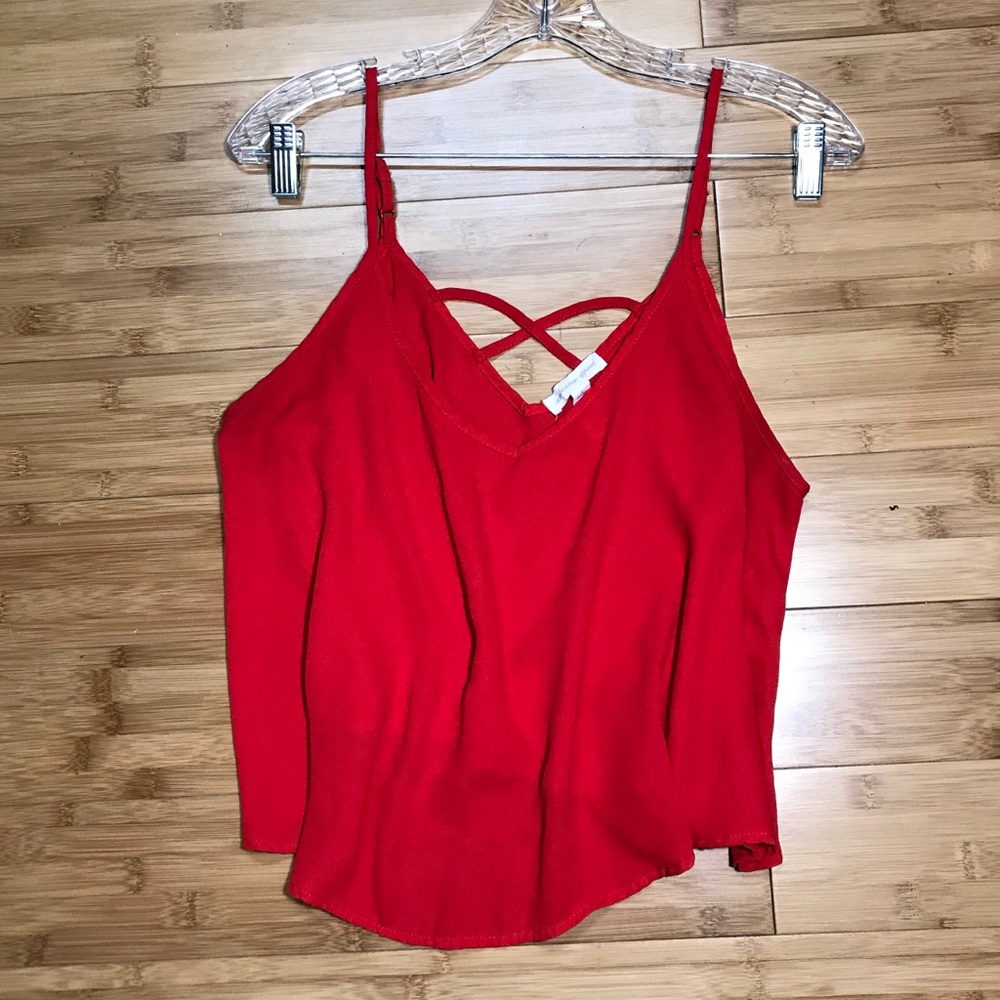 AMBIANCE APPAREL Sexy Red Cropped Blouse